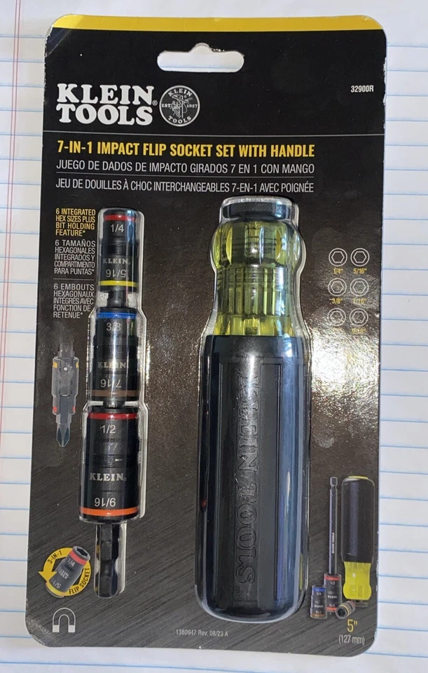 Klein Tools 32910 7-in-1 Impact Rated Flip Socket Set with Handle - Image 1 of 4