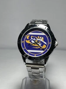 LSU Tigers College Team Logo Men's Stainless-Steel Silver Watch NEW - Picture 1 of 8
