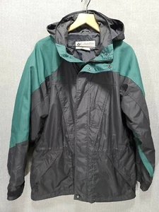 Columbia Hooded Black Green Windbreaker Jacket Medium Vented Ski Snow Winter B63 - Picture 1 of 12