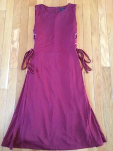 Ann Taylor Sleeveless Lace Up Gromet Sides Dark Red Dress Size Small Career Work - Picture 1 of 8