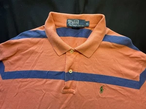 Polo Por Ralph Lauren Hombres Talla XL Naranja Azul Rayas Tejido Rugby Polo Camisa Informal - Imagen 1 de 4