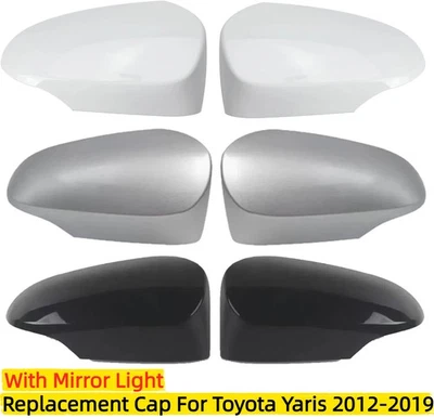 Par de tapas de cubierta de espejo retrovisor lateral de repuesto con clip para Toyota Yaris 2012-2019 Foto 1 de 4