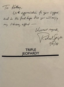 Triple Jeopardy Richard Speight Signed 1st Edition 1988 HC Warner Books - Picture 1 of 4