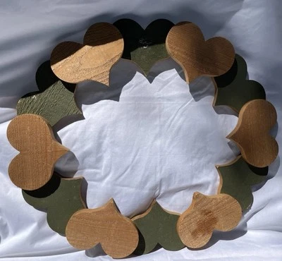 Natural & Green 12 Hearts Rustic Wooden Wreath Wall Decor 24” St Patrick’s Day - Image 1 of 4