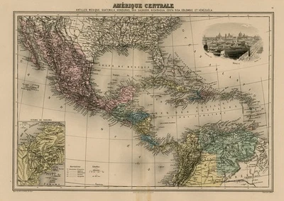 Antique Print-TOPOGRAPHY-CENTRAL AMERICA-MIGEON-Bixet-1884 - Image 1 of 4