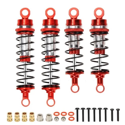 4x Full Alloy Front Rear Shock Absorber Red For Losi 1-16 mini-B 1-18 mini-T 2WD - Image 1 of 4