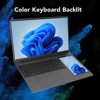 ╘ 6GB RAM & 2TB EU Plug Double Screen Laptop 15.6in UHD 16GB RAM 7in Touchscr - Image 1 of 4