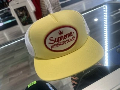 Supreme Authorized Mesh Back 5-Panel Trucker Hat Dealer - Yellow/White - Image 1 of 3