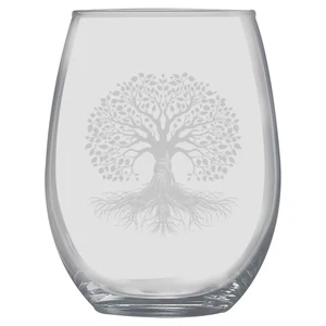15oz Stemless Wine Glass - Celtic Tree of Life - Picture 1 of 1
