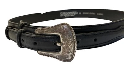 Cinturón Nocona Estilo Ranger Talla 32 NEGRO Cuero Detalle Occidental Hebilla “c1996” Foto 1 de 4