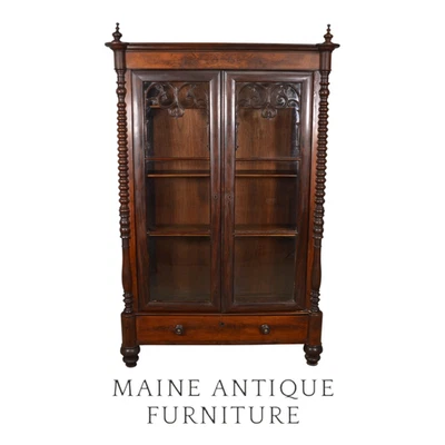 Mahogany Empire Two-Door Bookcase Jenny Lind Columns, Figural Mahogany #22447 - Image 1 of 4