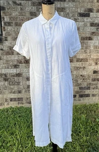J Jill Love Linen Women's Button Front Shirt Dress White Large - Picture 1 of 9