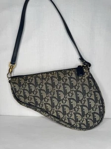 Authentic CD Christian Dior saddle trotter bag beige black Dior print women’s - Picture 1 of 15