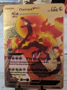 Pokémon Charizard VMAX 586hp Gold Foil Fan Art Collector Card TCG - Picture 1 of 2