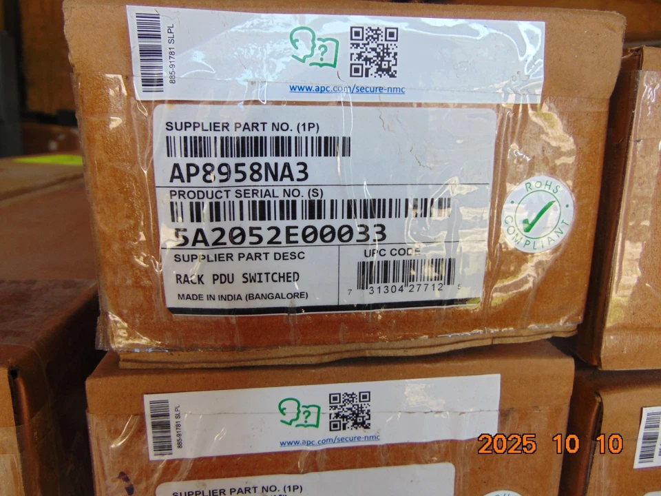 1 NEW APC AP8958NA3 PDU, 0U, 20A, 208V, 7 C13 and 1 C19 outlets, L620 Cord - Image 1 of 1