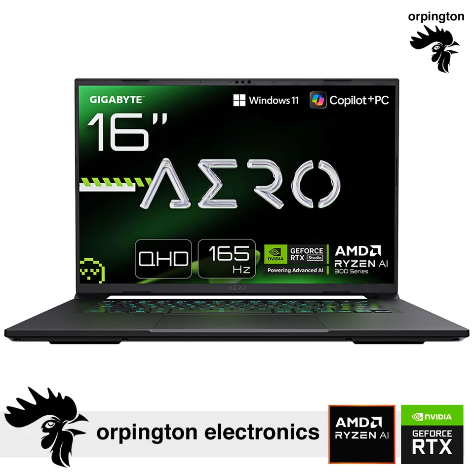 Gigabyte AERO X16 165Hz QHD+ Gaming RTX 5060 AMD Ryzen AI 7 350 16GB RAM 1TB SSD - Image 1 of 4