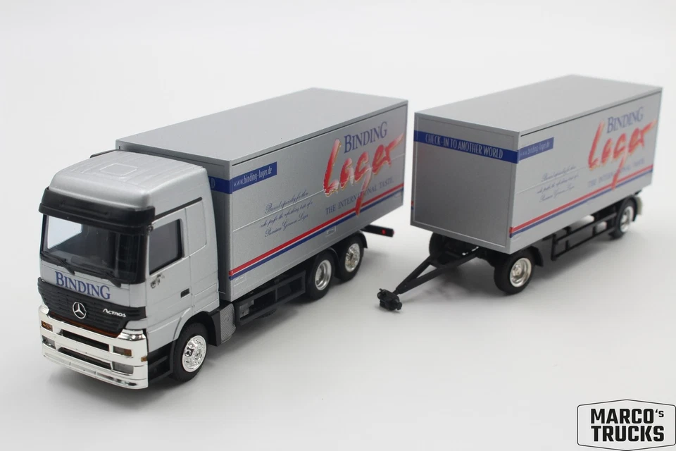 Albedo MB Actros MP1 LH box drawbar trailer truck "Binding Lager" 1:87 /AL1645 - Image 1 of 1