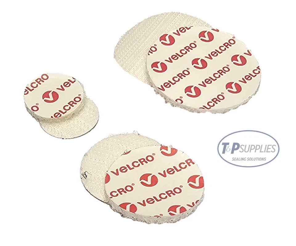 Adhesive Backed Velcro Hook and Loop Disc Discs Pad Pads White x4 pick own size - Image 1 of 1