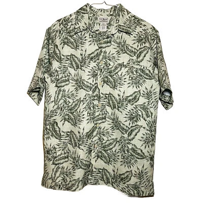 LLBEAN Mens Size SM Short Sleeve Coolmax® Green leaf Zip Pocket Button up Shirt - Image 1 of 4