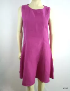 CLICK by COLOR ME COTTON Sz M Dark Pink Pure Linen A-Line Sun Dress NEW - Picture 1 of 6