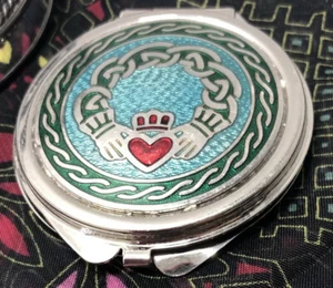 Peacock scarf Costume jewelry mirrored compact multicolor wear or craft projects - Picture 1 of 12