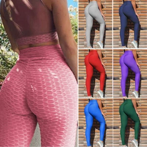 Women Tik Tok Leggings High Waist Anti-Cellulite Yoga Pants Push Up Sports Gym - Picture 1 of 79