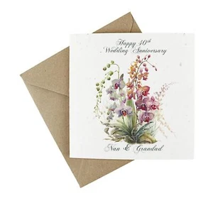 Eco Wildflower 40th Anniversary Card - Plantable Floral Nan & Grandad Card - Picture 1 of 3