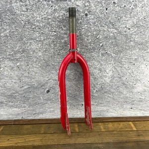 Vintage Akisu BMX Fork Old School BMX Red CRMO 20 x 1 Threaded 1980s Bologna - Picture 1 of 16