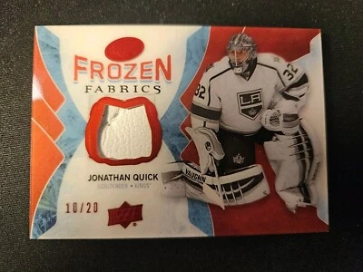 16-17 UD Ice Jonathan Quick Frozen Fabrics Game Used Pad #/20 Los Angeles Kings  - Image 1 of 2