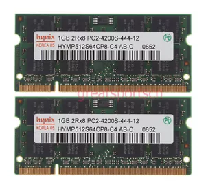 Hynix PC2-4200 2GB 2X 1GB 2RX8 DDR2 533Mhz 200pin NON-ECC SODIMM Laptop Memory - Picture 1 of 8