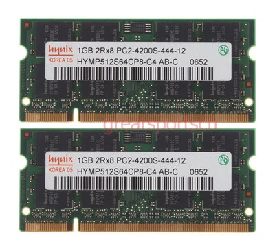 Hynix PC2-4200 2GB 2X 1GB 2RX8 DDR2 533Mhz 200pin NON-ECC SODIMM Laptop Memory - Image 1 of 4