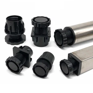 Kunststoff Endkappen Rohrstopfen Vierkant Rund Möbelfuß Verstellbar Schrankfuß - Picture 1 of 8