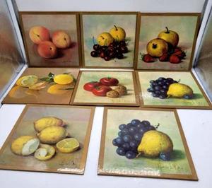 Henk Bos Prints Of Fruit (set of 8) 2 are the same. Wall art or Hot plates - Picture 1 of 7