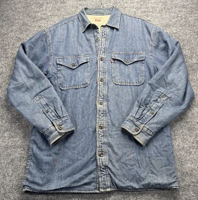 Vintage Levis Men's Size M Sherpa Fleece Lined Shirt Jacket Shacket Denim - Image 1 of 4