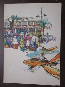 MENÚ DE ALMUERZO DE CRUCERO SUN-WAY DE COLECCIÓN 21 DE FEBRERO DE 1968 ARTE DE ESCENA DE LAS INDIAS OCCIDENTALES - Imagen 1 de 3