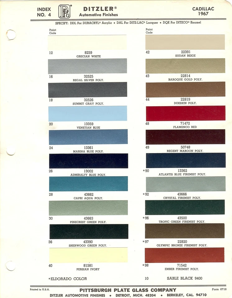 Cadillac Deville Fleetwood 1967 Eldorado Calais limusina FL astillas de pintura (PPG) Foto 1 de 1