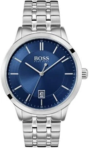 Reloj clásico para hombre Hugo Boss Officer 1513615 tono plateado esfera azul fecha - Imagen 1 de 3