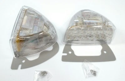 Pair Amber LED Side Turn Signals w/ Clear Lenses for Peterbilt 379 378 Headlight - Image 1 of 4