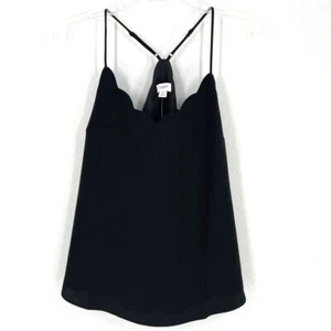 J Crew Scalloped Neck Camisole Size 6 Black Bohemian Spaghetti Straps Tank - Picture 1 of 5
