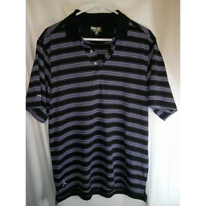 PING Performance Golf Polo Shirt Striped Athletic Black Purple Mens Size M - Picture 1 of 3
