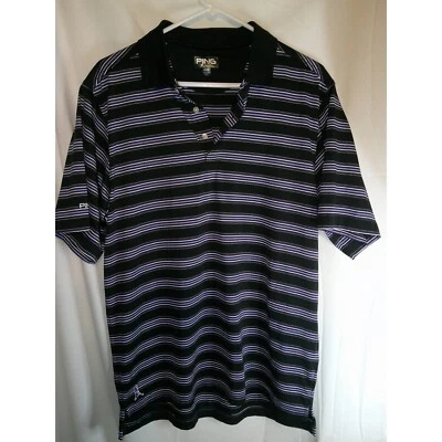 PING Performance Golf Polo Shirt Striped Athletic Black Purple Mens Size M - Image 1 of 3