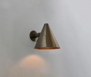 Pair of Brass Scandinavian Wall Light Design, Cone Indoor Outdoor Sconce Light - Picture 1 of 7