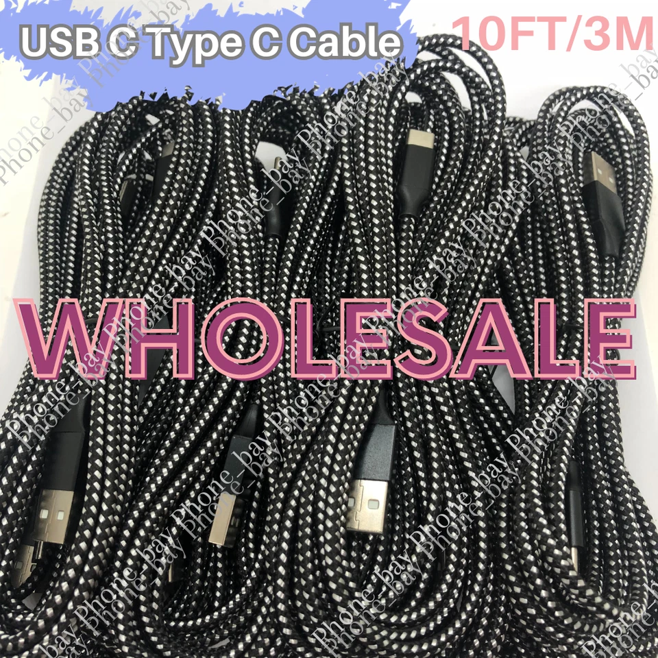 Lote Cable Cargador Rápido USB Tipo C de 10 pies Cable de Carga para Samsung S8 S9 iPhone 15 Foto 1 de 4