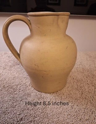 Pottery Jug By Dee Cee England Vintage Stoneware Water Pitcher Mushroom Colour - Image 1 of 4