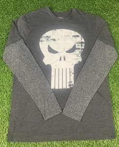 Sudadera Marvel THE PUNISHER Cráneo Grande Envejecido Logotipo Mangas Largas S Negra L06 - Imagen 1 de 8