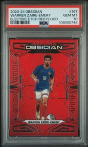 Warren Zaire-Emery 2023 2023-24 Panini Obsidian Soccer #167 Red Flood /10 PSA 10 - Picture 1 of 2