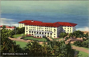 SAN JUAN, PUERTO RICO - HOTEL CONDADO ON THE OCEAN - CURTEICH LINEN POSTCARD - Picture 1 of 2