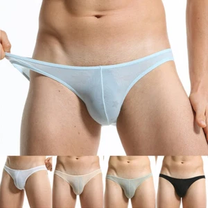 Men Pouch Panties Sexy Briefs Ice Silk Mesh Breathable Knickers Lingerie Comfort - Picture 1 of 26
