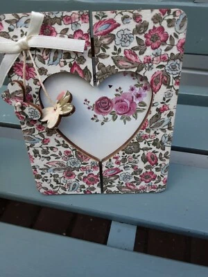 Rose Pattern Picture Frame-Ornate,   Small, Vintage.Heart Shaped  - Image 1 of 2