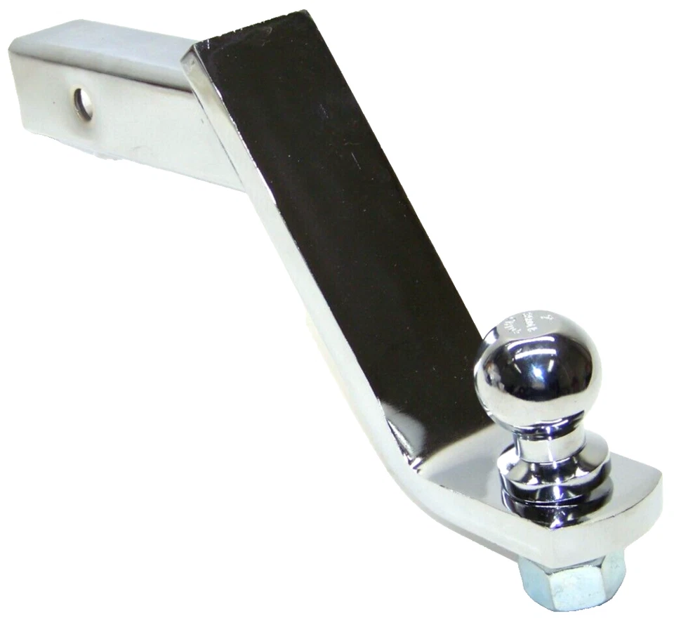 CHROME  4" Drop Hitch Receiver Trailer Ball Mount 2" Receiver With 2" Hitch Ball - Image 1 of 1